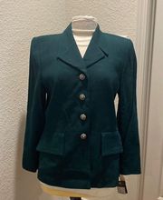 Albert Nippon Green Blazer Jacket Vintage Wool w/ Silver Lion Buttons NWT Sz 10