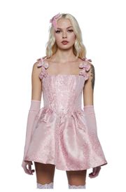 Pink Jacquard Corset Spring Dress