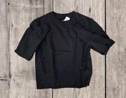 True Religion Lace Up Crew Sweatshirt in Black Medium