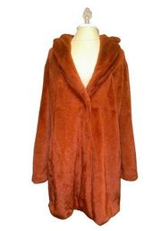 Sebby Collection Orange Faux Fur Coat Size M