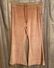 Aerie Real Obsessed Tan Brown Velour Lounge Flared Sweatpants XL Short NWOT