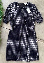 Maison Jules Swiss Polka Dot Ruched Sleeve Dress Black Purple Size 2