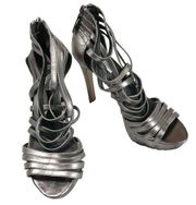 KELSI DAGGER Brooklyn Platform Sandals Strappy Silver Metallic Open Toe Heels 8