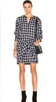 Rag & Bone Long Sleeve Plaid Shirt Dress Black & Gray Sz M