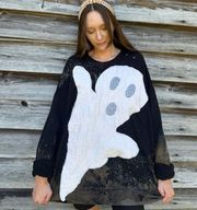 Handmade Quilted Quilt Ghost Ghoul Splatter Dye Sweatshirt Fall Halloween Spook