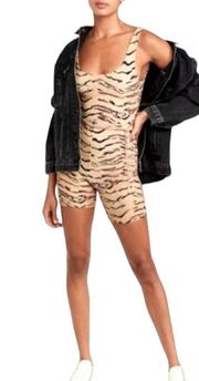 NEW WeWoreWhat Women's Size XS Tiger Print Scoop Neck Bodysuit