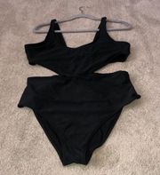 One Piece Swimsuit Cutout Sides Black XL