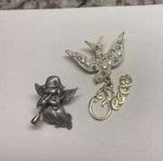 Lot Of 2 Costume Brooch Pin - Peace Dove Dancraft / Angel