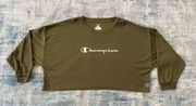 Champion  Green Waffle Knit Cropped Sweatshirt Medium