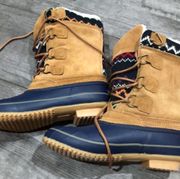 Khombu brown and blue boots