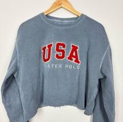 Independent Trading Company Vintage Wash Fleece Lined Long Crop Sweatshirt Large