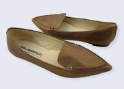 Destine Metallic Bronze Brown Leather Point Flat Loafer 6