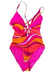 New! Trina Turk Vivid Vista Petal Cut Out One Piece Swim Suit