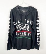 ON FIRE 100% Cotton Gray Cali Love Graphic Long Sleeves Hoodie Top, Size 3X