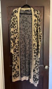 Leopard Print Sweater Duster