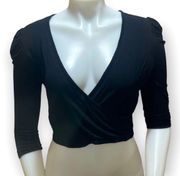 Black Low V Neck Crop Top