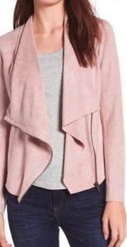 Blank NYC Jacket Asymmetric Zipper Front Draped Cowl Neck Stretchy Pink Womens S