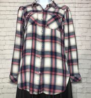 Long Plaid Button Down Shirt