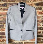 9 & Co. Cream Brown Herringbone Single Button Blazer Jacket Women's Size 4