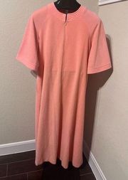 Vanity Fair pink 3/4 sleeve 1/2 zip duster sz Medium