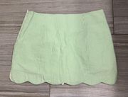 January Green and White Seersucker Scalloped Skort Skirt- Size 6