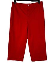 Charter Club SZ 18 Wide Leg Pants Pockets Stretch High-Rise Zip-Fly Red New