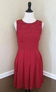 NEW Modcloth Esley Burgundy Red Wine Lace Sleeveless Pleated Party Dress Small