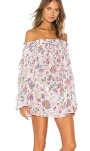 Tularosa Brogan Mini Dress Cover Up Off Shoulder Flowy Pastel Floral XS