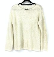 LOU & GREY Sweater Women's Size S Crewneck Pullover Fuzzy Long Sleeve Cream