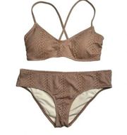 Hula Honey Snake Print 2 Pieces Bikini Bathing Suit Brown/ White Color NWT