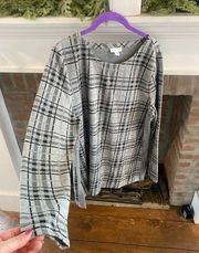 𝅺J. Jill Grey Thick Plaid Sweater size Medium Like New