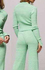 New REMAIN Bastina Knit Long Sleeve Polo Top, RM1327 Green Size 42 New w/Tag