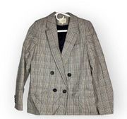 Sezane Houndstooth print Striped Blazer Gray black