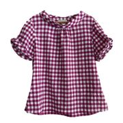 Vintage Pendleton gingham check gauzy reversed Peter Pan collar blouse size XL