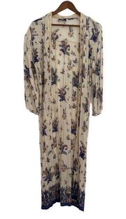 Angie Duster Women One size Ivory Blue Kimono Crochet