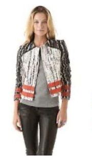 Parker, Boucle Moto Style, black and white boucle, Small crop jacket blazer