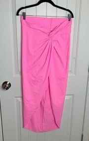 Skim neon pink sarong midi skirt size large coverup beach vacation barbie summer