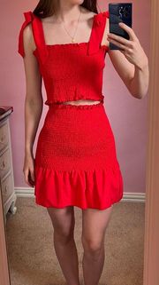 Red Skirt And Shirt Set 