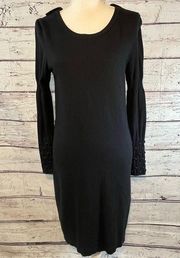 CHETTA B Sweater Dress Long Sleeve Cashmere Blend Black-Medium