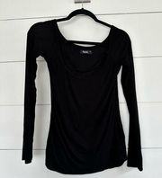 Michael Lauren Women’s Black Ribbed Longsleeve Top Size Medium