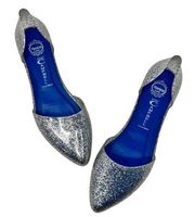 Jeffrey Campbell Jelly Love Silver Glitter D’Orsay Flats Size 8