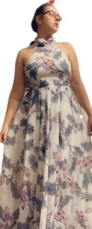 Floral halter maxi dress