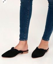 Free People Leather New Port Black Slip On Pointed Toe Mules Size 39 8.5 Suede