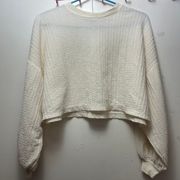 Cream Long Sleeves Cropped Top