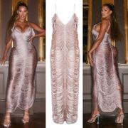 Pretty Little Thing  Shape Light Pink Glitter Fringe Detail Midaxi Dress