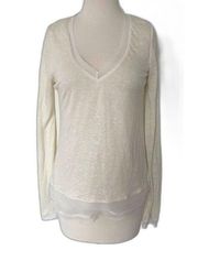 Sam Edelman Lightweight Linen V Neck Layered Sweater Pullover Tops Sz M