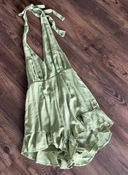 Trixxi green halter open back romper