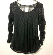 Vintage 90’s Y2K Almost Famous grunge sheer polka dot goth long sleeve top Large