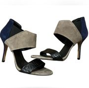 Trina Turk Color Block Suede Sandals Heels size 10