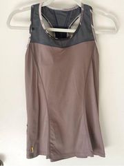 Lole Sz M Womens Brown Active Wear Racerback Tank Built in Bra & Pocket Yoga